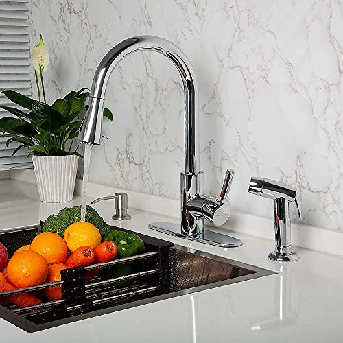Houtingmaan Kitchen Sink Sprayer Replacement, Side Sprayer Head | with Hose and17 ADAPTERS, Chrome - color: Chrome, style: Dual Function Mode