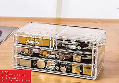 Cq acrylic 3 Pack Clear Makeup Organizer for Vanity,Countertop,Stackable 8 Drawers Cosmetic Storage for Hair Clip,Jewelry,Lipstick,Makeup Brush,Beauty Product Desk and Bathroom Skincare Organizers - size: 8 Drawers