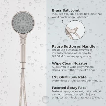 Pfister HydroFuse Handheld Shower Head, Hose Included, Magnetic Docking, 6-Function, 1.75 GPM, Spot Defense Brushed Nickel Finish, 016WS2HFM01GS - color: Spot Defense Brushed Nickel, size: 1.75 GPM