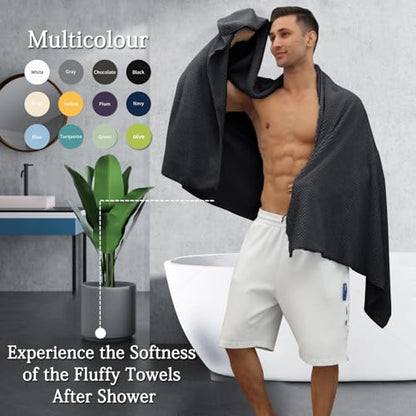 Black Bath Towels Set 35x70 Inches - Luxury 600 GSM Oversized Bath Sheet Towel,Extra Large Microfiber - Quick Dry,Highly Absorbent,Super Soft Shower Towels Spa Hotel Bathroom Towel Set (4-Pack) - color: Black Set, size: 4-Piece Set