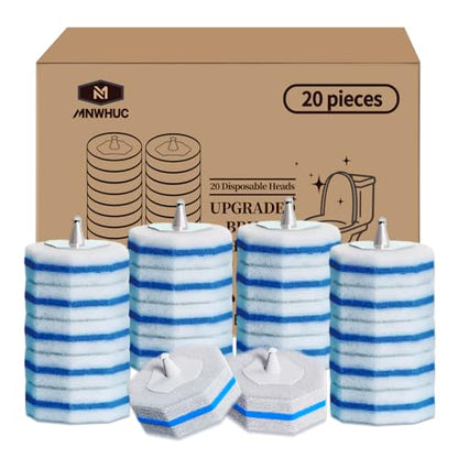 Toilet Bowl Cleaner Wand Refills Compatible with CLOROX, 20 Count Disposable Toilet Brush Refills, Replacement Heads for Toilet Cleaning System, Blue - style: 20 refflls（Without handle）