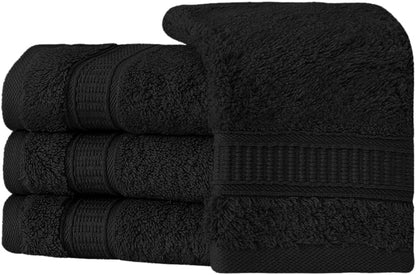 LA' HAM MAM FINE LIVING Luxury Turkish Cotton Towels Easy Care, Extra Soft & Absorbent, Hotel & Spa Quality, Kitchen & Bathroom Turkish Towels (Washcloth Set - 4 Pack, Black) - color: Black, size: Washcloth Set - 4 pack