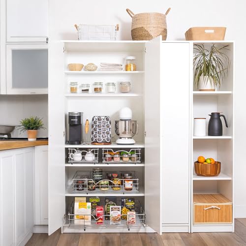 HOLDN’ STORAGE Pull Out Cabinet Organizer, Pantry Drawer, 28"W x 21"D x 5"H | Heavy-Duty Full-Extension, Roll Out Shelf for Pots, Pans & Under Sink Storage, Chrome, Require a 29.25"W Cabinet Opening - size: 28 Inch