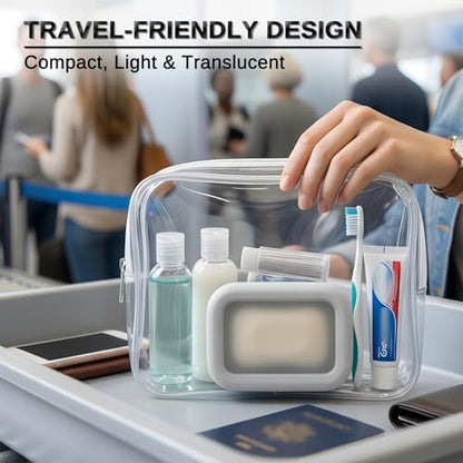 HighHerz Compact Leak Proof Silicone Travel Soap Case with Draining Tray - Portable Bar Soap Container - 2026 Upgrade Travel Essentials for Camping, Gym & Shower (Clear Blue) - color: Clear Blue