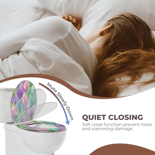 Round Resin Toilet Seat, Quietly Close Quick Release Hinges Cover | Toilet Lid Cover Easy to Clean and Install, Opulent Mosaic Pearlescent Glow Gold Accents Heavy Duty Toilet Seat - color: pattern6, size: O-shape