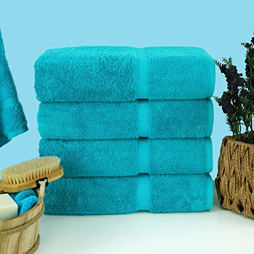 Chakir Turkish Linens | Hotel & Spa Quality 100% Cotton Premium Turkish Towels | Soft & Absorbent (4-Piece Bath Towels, Aqua) - color: Aqua