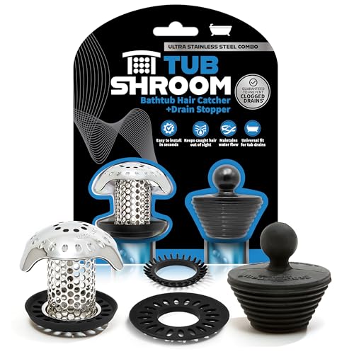 TubShroom Ultra Revolutionary Bath Tub Drain Protector Hair Catcher/Strainer/Snare, Stainless Steel, Stainless Combo - style: Stainless Combo