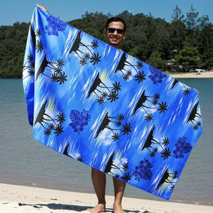 Oversized Microfiber Beach Towel Thin, Blue Sunset Seaside Hawaiian Style Double Sided Printed Towel 1PC, Large Soft Absorbent Compact Towels for Men Women Adults, Summer Pool Swim Rafts Bath, 35"x71" - style: Blue Sunset Seaside Hawaiian