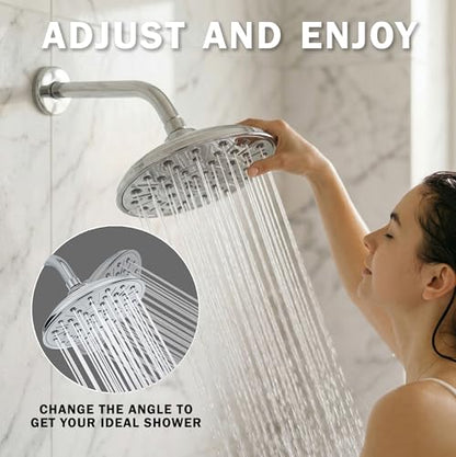 Rainfall Shower Head - 2.5 GPM - Polished Chrome | 8 Inch Large Overhead Rain Showerhead With Self-Clean Nozzles, High Flow, Easy Install, Adjustable Brass Ball Joint - color: Polished Chrome