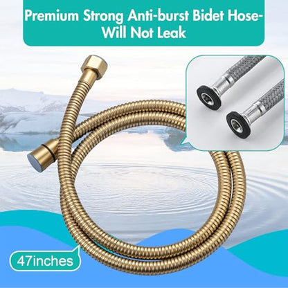 BARROCK Bidet Sprayer for Toilet, Handheld Jet Spray for Existing Toilets with Bidet Hose, Adjustable Water Pressure Muslim Shower, Stainless Steel Cloth Diaper/Feminine Wash Sprayer Brushed Gold - color: Brushed Gold