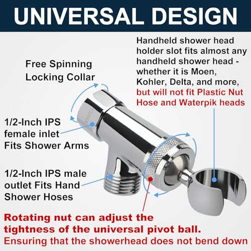 All Metal Shower Head Holder - Adjustable Showerhead Holder for Handheld | Solid Brass Shower arm Bracket, Hand held Shower Arm Mount, Premium Chrome - style: B-Style Chrome