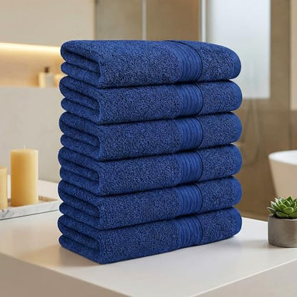 100% Cotton Hand Towels 18x28 Inches, 600 GSM, Soft & Absorbent, Set of 6, Navy - color: Navy, size: Hand Towel Set of 6