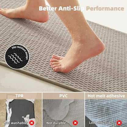 TYUU Toilet Rug, Thin Toilet Rugs U Shaped Washable Non Slip Absorbent Quick Dry Low Pile Toilet Mat, Beige 20"x24" U Shape - color: Beige01, size: 1'8" X 2' (U-Shape)
