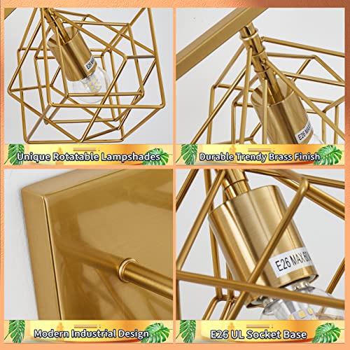 Bathroom Vanity Light with 3 Bulbs Bathroom Light Fixtures Over Mirror with 3 Rotatable Cube Shades Modern Wall Mounted Brushed Brass Gold - color: Brushed Brass, size: 3-Lights ( 28" Width )