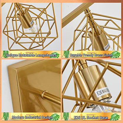 Bathroom Vanity Light with 3 Bulbs Bathroom Light Fixtures Over Mirror with 3 Rotatable Cube Shades Modern Wall Mounted Brushed Brass Gold - color: Brushed Brass, size: 3-Lights ( 28" Width )