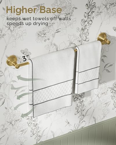 Towel Bar 24inch, Stainless Steel Bathroom Towel Rack Wall Mounted, Heavy Duty Towel Rod, Towel Holders for Bathroom, Kitchen(Brushed Gold) - color: Brushed Gold
