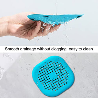2 Pieces Shower Drain Hair Catcher Bathtub Stopper Home Drain Protectors Drain Cover with Sucker Water Trap Sink Cover for Bathroom Bathtub and Kitchen (Blue,Blue) - color: Blue,blue