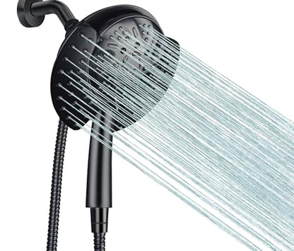 GRICH 2.5GPM Shower Head with Hand: 2 in 1 High Pressure Shower Heads With Handheld Spray Combo & Rain Shower Head, 9 Spray Modes Anti-Leak Waterfall Showerhead, Angle Adjustable, Matte Black