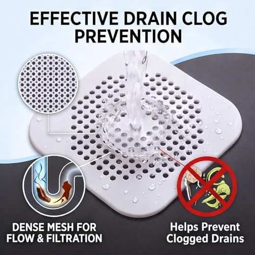 2 Pcs Shower Drain Hair Catcher Kitchen Silicone Sink Strainer Bathroom | Hair Drain Shower Catcher, Silicone Drain Protector Hair Stopper with Suction Cup for Shower Kitchen Bathroom Bathtub Sink - color: White