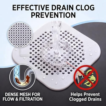 2 Pcs Shower Drain Hair Catcher Kitchen Silicone Sink Strainer Bathroom | Hair Drain Shower Catcher, Silicone Drain Protector Hair Stopper with Suction Cup for Shower Kitchen Bathroom Bathtub Sink - color: White