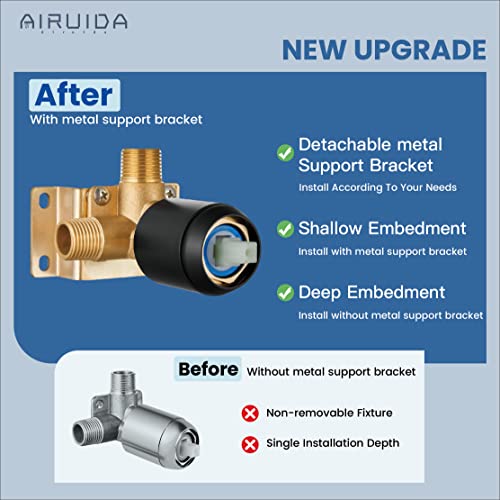 Airuida Shower Faucet Set,10 Inch Shower Valve Kit,Matte Black | Male Threads,Rough-in Valve Shower Trim Kit,Single Handle Control Shower Set - color: Matte Black, size: 10 Inch