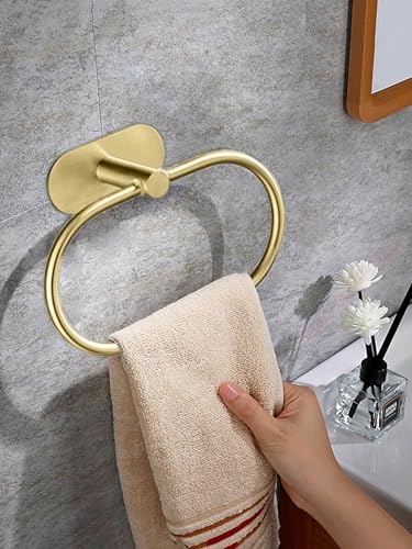 Bathroom Hand Towel Ring Kitchen Cloth Holder (1, Golden) - color: Golden