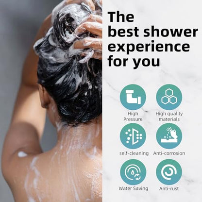 Cobbe 8-Setting Handheld Shower Head, Water-Saving Design, Gold | Trickle Pause Mode, 5ft Stainless Steel Hose, Brass Swivel Bracket, Tool-Free Installation - color: Gold