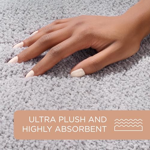 TOWN & COUNTRY EVERYDAY Ultra Plush Solid Tufted Toilet Lid Cover, Soft and Absorbent, Non-Slip Cover, Machine Washable, Grey, 18"x19" - color: Grey