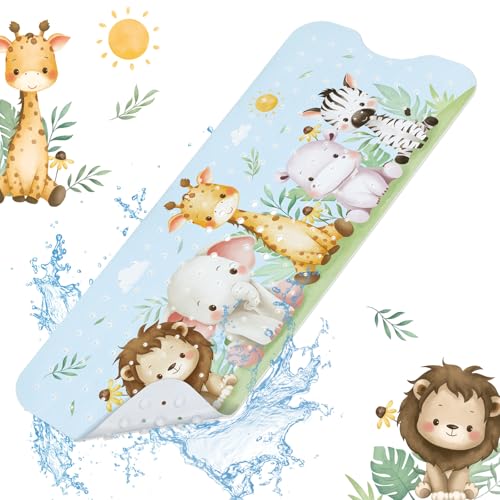SHUCHING Baby Bath Mat for Tub Non Slip-40x16 Inch, Woodland Animal | Bathtub Mat for Kids & Toddler Mold Free, Long Shower Mat for Inside Shower with Suction Cup, Machine Washable - color: Woodland Animal
