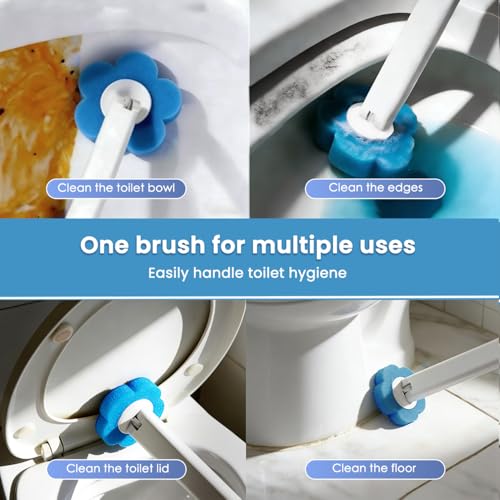 2026 Disposable Toilet Brush and Holder Set, Disposable Toilet Bowl Cleaning System with Aromatherapy Refills, Cleaning Wand with Storage Case & Scented Tabs (Ocean, Lemon & Lavender)