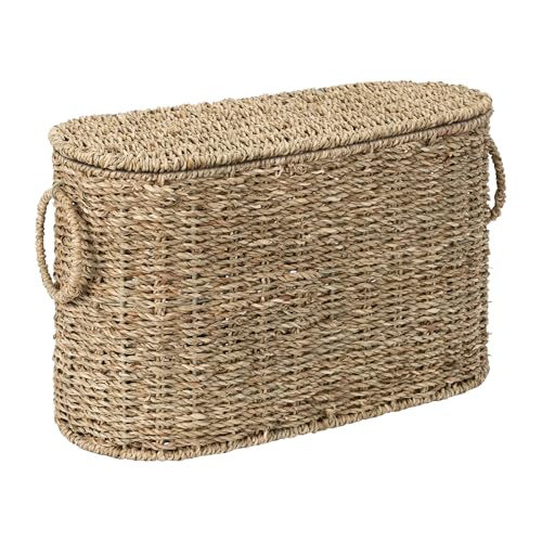 StorageWorks Toilet Paper Storage with Lid, Toilet Paper Storage Holder for 6 Regular Rolls, Wicker Basket for Bathroom, Natural Seagrass - color: Natural (Seagrass), size: with Lid, Standard
