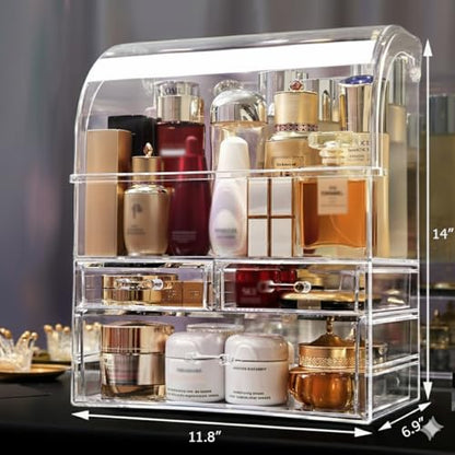 Clear Professional Large Cosmetic Makeup Organizer Bathroom Storage Display Case with Drawers - color: Clear