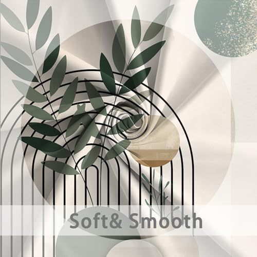 Mid Century Sage Green Stall Shower Curtain with Hooks 48x72 Inch | Waterproof Small Abstract Green and Beige Bathroom Curtain for Shower Stall, Machine Washable - color: Abstract 041, size: 48"W x 72"L (Pack of 1)