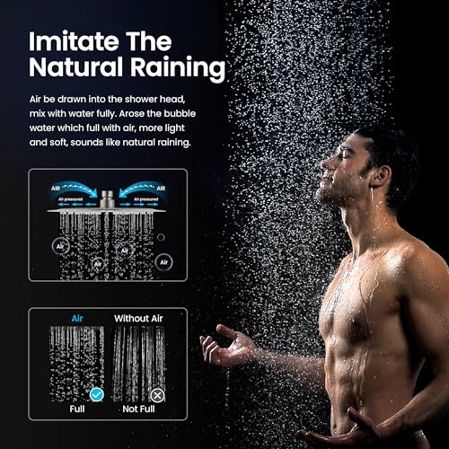 KIBI Brushed Nickel Circular Wall Mounted Rain Shower Column | 2-Function Shower Faucet System with Rough-In Valve | Solid Brass Construction for Reliable Water Flow and Temperature Control (KSC403BN) - color: Brushed Nickel