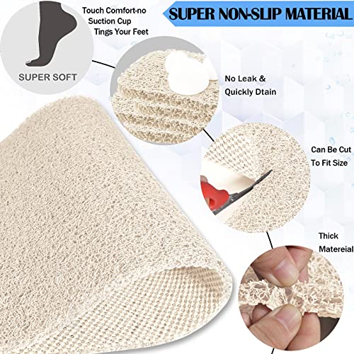 godehone Shower Mats Non Slip Without Suction Cups, PVC Loofah Bathroom Mats, Loofah Mats for Shower and Bathroom, Quick Drying, 23.6× 34.6 Inch, Beige - color: Beige, size: 34.6" x 23.6" (Rectangular)