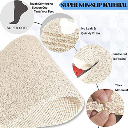 godehone Shower Mats Non Slip Without Suction Cups, PVC Loofah Bathroom Mats, Loofah Mats for Shower and Bathroom, Quick Drying, 23.6× 34.6 Inch, Beige - color: Beige, size: 34.6" x 23.6" (Rectangular)