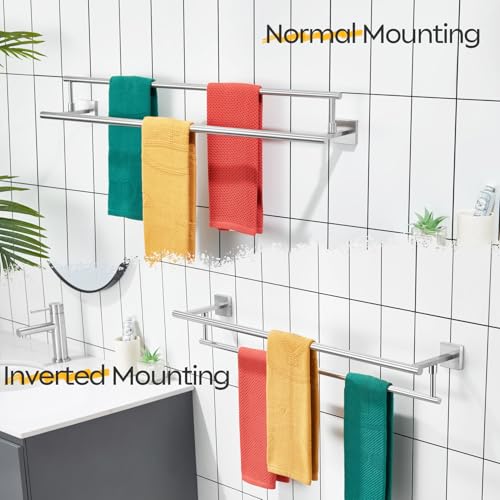 KOKOSIRI Bath Towel Holders Brushed Nickel Bathroom Rack 32-Inch Double Towel Bars Overlength Kitchen Rails Stainless Steel B5009BR-L32 - color: Brushed Nickel, size: 32-Inch
