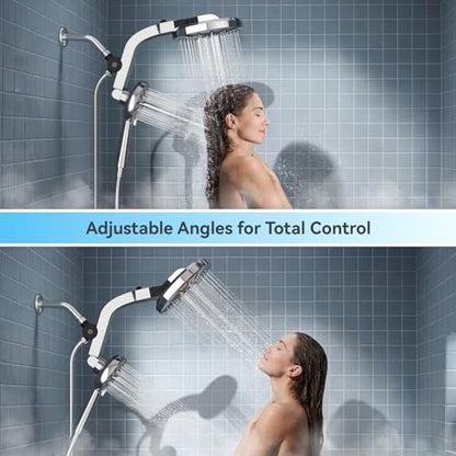 INAVAMZ High Pressure Rain Shower Head Combo with Magnetic Handheld Silver | Dual Shower System with Rainfall Showerhead and 8-Spray Handheld, Magnetic Dock, Adjustable Angle, Power Jet for Cleaning - color: Silver