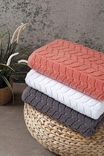 BAGNO MILANO Turkish Cotton Bath Towels, Hand Towels - Soft Plush Jacquard Collection - Highly Absorbent Towel Set (Grey, 6 pcs Towel Set) - color: Grey, size: 6 pcs Towel Set