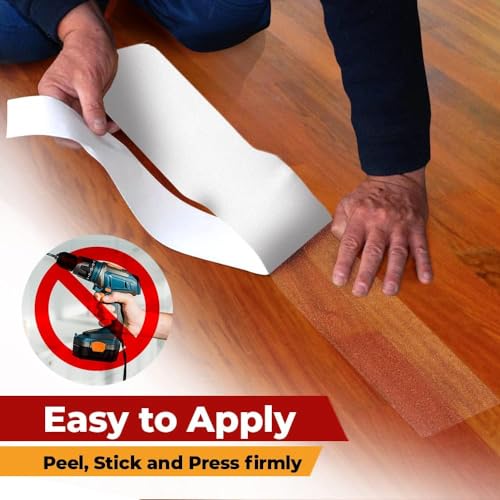 ThreadNanny Indoor and Outdoor Stair Treads - Stair Treads for Wooden Steps, Concrete Steps Etc. (Works on All Surfaces & Weather), Non Slip Durable & Waterproof Anti Slip Tape (50 Pack, Clear) - size: Clear, style: 50 Pack