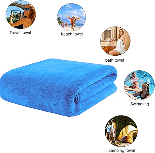 MYLSMPLE Luxury Microfiber Bath Towel Bath Sheet Beach Spa Extra Large Soft Absorbent Towel (36 Inch X 72 Inch, Light Blue) - color: Light Blue