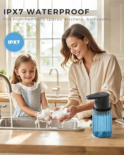 Automatic Foaming Soap Dispenser Touchless, USB Rechargeable Soap Dispenser | Adjustable Foam Levels, 10oz/300mL Hands Free Sensor, Waterproof, Wall Mounted or Countertop for Bathroom & Kitchen - color: Black, style: Foam