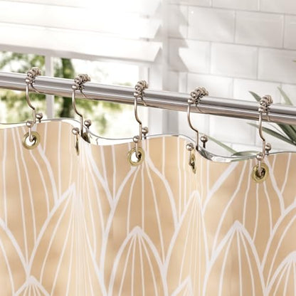 Shower Curtain Hooks Rings, Stainless Steel Shower Curtain Rings, 12Pcs Double Glide Shower Hooks for Bathroom Shower Curtain Rods Dual Rust-Resistant Shower Rings, Matte Nickel - color: Matte Nickel, style: Double Hooks