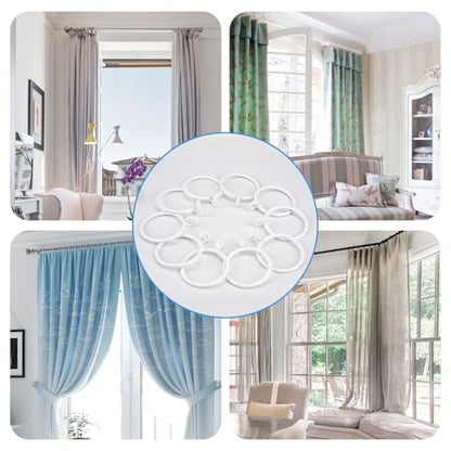 44 Pack Curtain Rings with Eyelets, Metal Drapery Rings for Pinch Pleat Curtains, Drape Ring 1.5 Inch I D, Fits Up to 1.2 in Rod (White) - color: White