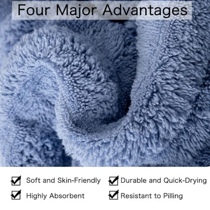 4 Pack Microfiber Bath Towels - Extra Large, Super Absorbent, Quick Dry, Plush and Fluffy, Luxury Towel Set for Bathroom, Spa, Gym, Travel - 24x12 Inches - color: White1, Gray1, Pink1, Blue1
