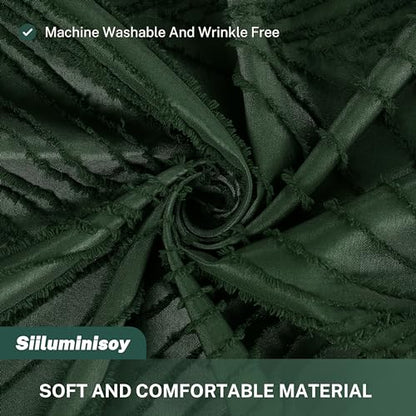 Siiluminisoy Dark Green Boho Shower Curtain Green Shower Curtain for Bathroom Fabric Tufted Chervon Textured Shower Curtains Elegant Cloth Shower Curtains Cute, 72" x72" - color: Dark Green L, size: 72"W x 72"L (Pack of 1)