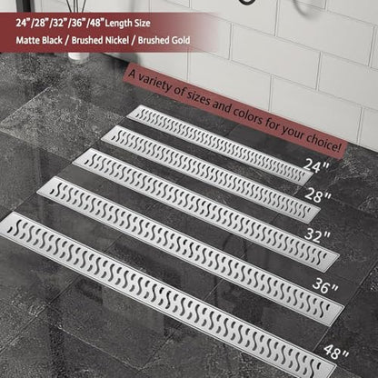 Linear Shower Drain, 32 inch Brushed Nickel | Including Hair Catcher and Removable Grate, 304 Stainless Steel, Easy to Install and Clean (Drain Base Not Included) - color: Brushed Nickel, size: 32 inch