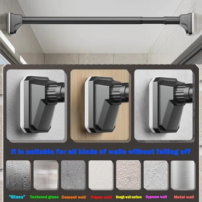 Black Shower Curtain Rod 39 to 86 Inch,Heavy-Duty inner Lock Stainless Steel Telescopic Rod,1.2-Inch Diameter Bathroom Anti-Rust And anti-Slip Tension Rod Without Drilling,Convenient to Use - color: Black, size: 39-86 Inches