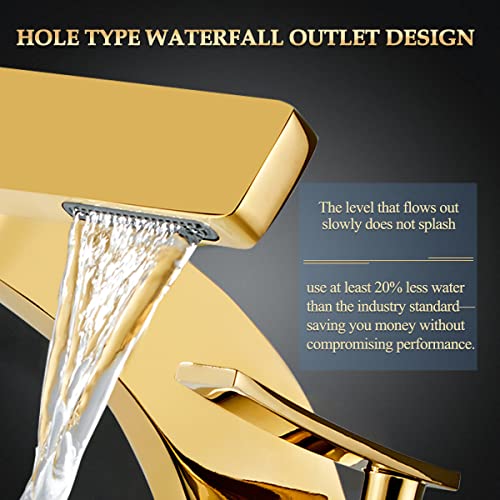 becola Single Hole Bathroom Sink Faucet, Single Handle Hot and Cold Water Mixer Tap, Lavatory Vanity Sink Faucet Including Two US Standard 3/8" Hoses-(Gold) - color: Gold