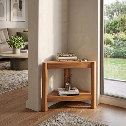 Asta Select Solid Teak Corner Shower Stool, Poratble Teak Wood Spa/Shower/Indoor/Outdoor Stool with Storage Shelf, Teak Wood Shower Corner Table, Teak Accent Table, Fully Assembled, ST-51